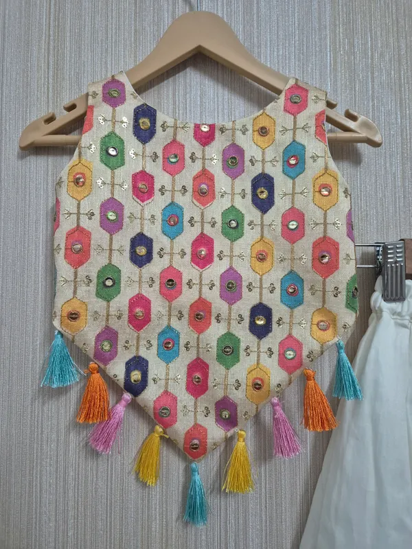 White_Palazzo_With_Multi_Colour_Top_For_Litte_Girls