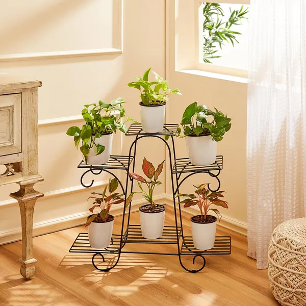 Furneza Metal Planter Stand for Living Room ( Holds 6 Planters ) Price in  India - Buy Furneza Metal Planter Stand for Living Room ( Holds 6 Planters  ) online at https://furnezawood.com