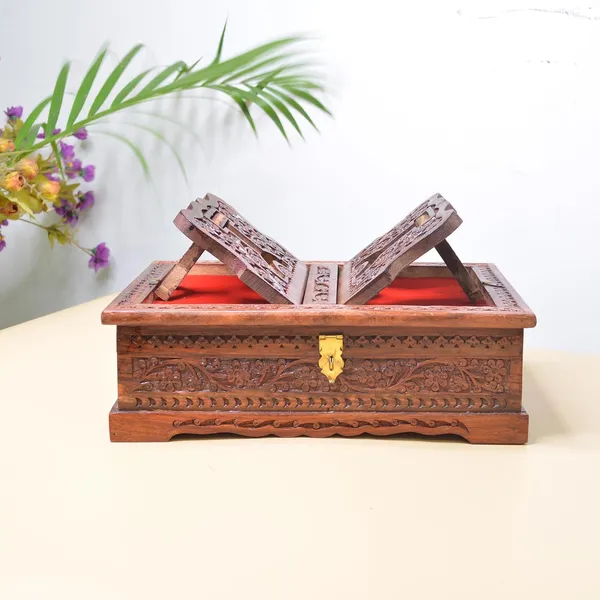 Wooden_Holy_Book_Stand_Box_|_For_Religious_Book_Storage_(_Rehal_Box_)