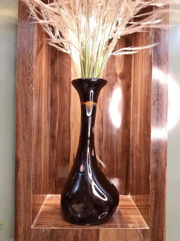 KANHA_ENTERPRISES_Black_Home_Decorative_Ceramic_Bud_Vase?Long_Neck_Design_Flower_Vase?Modern_Living_Room_Table_Decor_Ceramic_Pot?Elegant_Shape_Flower_Vase(13_Inch)