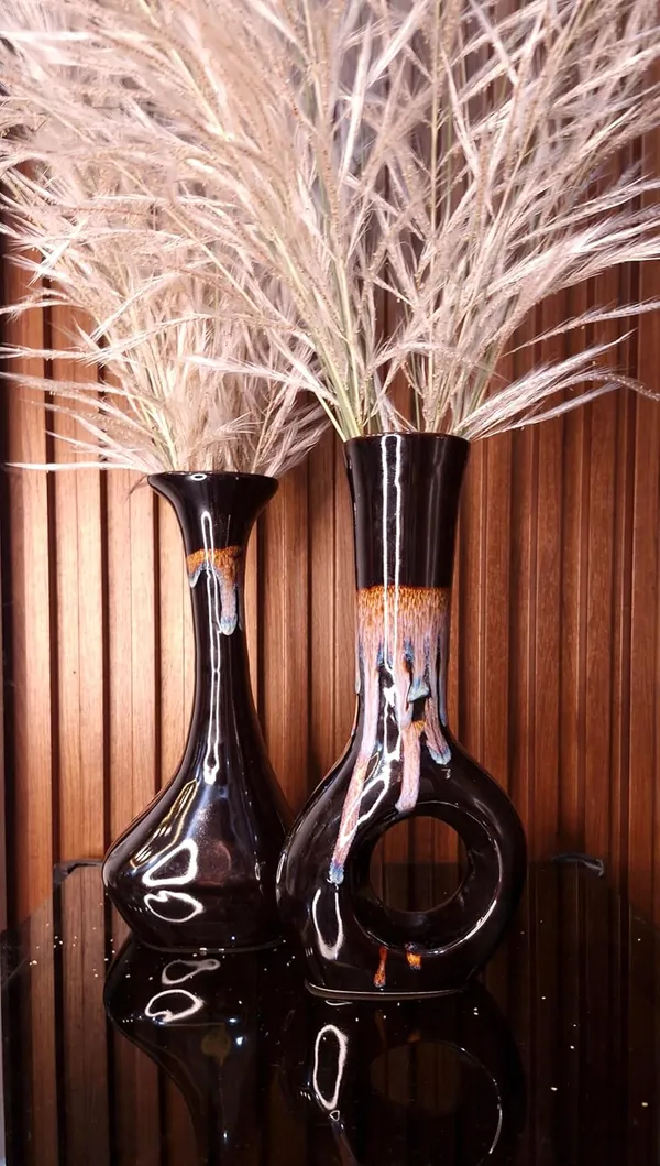 KANHA_ENTERPRISES_Black_Home_Decorative_Ceramic_Bud_Vase?Long_Neck_Design_Flower_Vase?Modern_Living_Room_Table_Decor_Ceramic_Pot?Elegant_Shape_Flower_Vase(13_Inch)