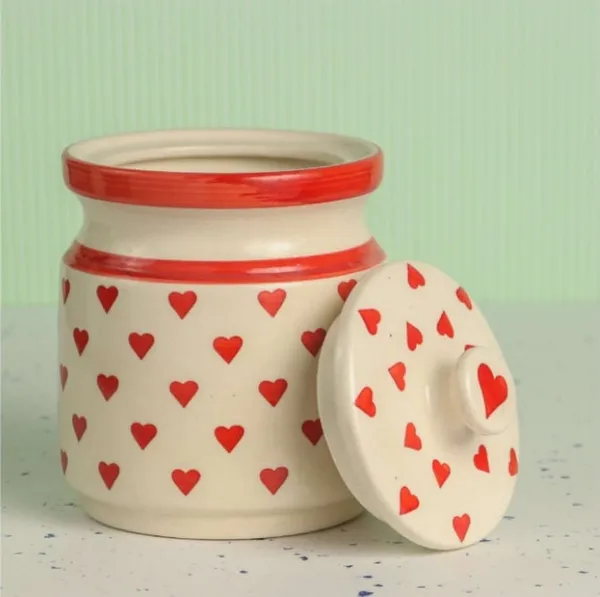 White_&_Red_Ceramic_Storage_Container_Jar_with_Lid,_Ceramic_Pickle_Jars,_Ceramic_Jar,_Pickle_Jar,_Cookie_Jar,_Martbani,_Multi-Utility_Storage_Jars_&_Containers_(1.25_Ltr)