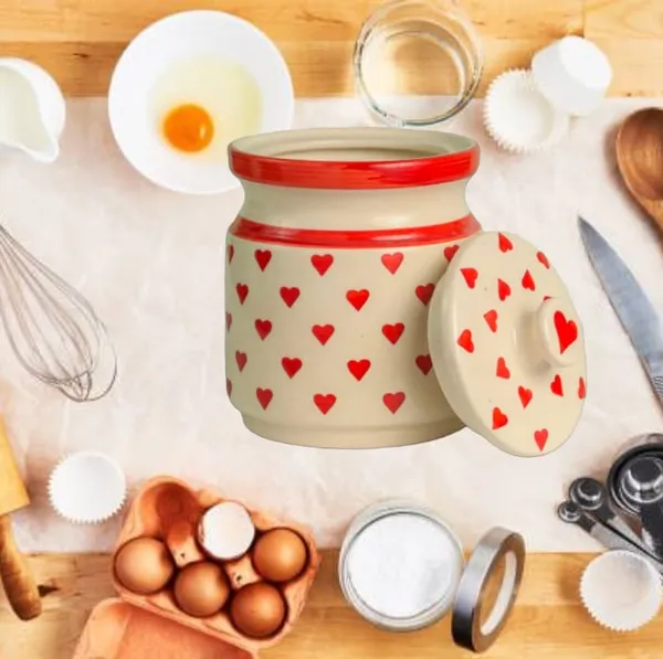 White_&_Red_Ceramic_Storage_Container_Jar_with_Lid,_Ceramic_Pickle_Jars,_Ceramic_Jar,_Pickle_Jar,_Cookie_Jar,_Martbani,_Multi-Utility_Storage_Jars_&_Containers_(1.25_Ltr)
