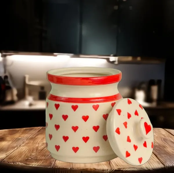 White_&_Red_Ceramic_Storage_Container_Jar_with_Lid,_Ceramic_Pickle_Jars,_Ceramic_Jar,_Pickle_Jar,_Cookie_Jar,_Martbani,_Multi-Utility_Storage_Jars_&_Containers_(1.25_Ltr)