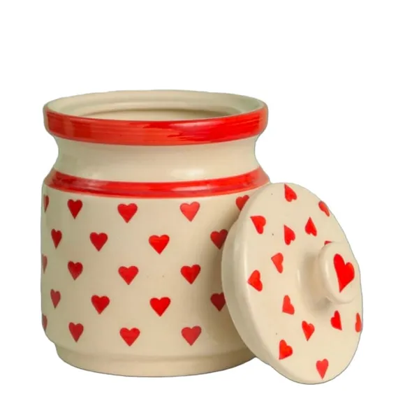 White_&_Red_Ceramic_Storage_Container_Jar_with_Lid,_Ceramic_Pickle_Jars,_Ceramic_Jar,_Pickle_Jar,_Cookie_Jar,_Martbani,_Multi-Utility_Storage_Jars_&_Containers_(1.25_Ltr)