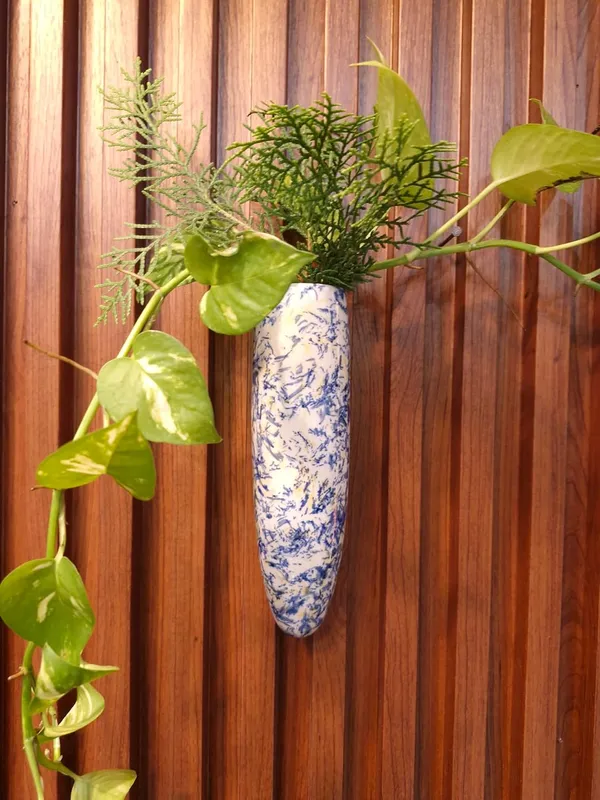 KANHA_ENTERPRISES_Pack_Of_2_Blue_Texture_Ceramic_Wall_Mounted_Planter?Wall_Giri?Indoor_Decorative_Wall_Planter?Living_Room_Ceramic_Decorative_Wall_Giri_(7_Inch)