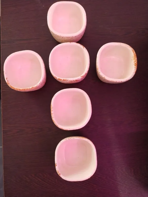 KANHA_ENTERPRISES_Printed_Ceramic_Bowl_Set_Ceramic_Handicrafted_Serving_Bowls_Set?Snacks,_Dips_&_Condiments_Saucer_Set?Chatney_Bowl_Set_(Set_of_6)_(Geometric_Quadrilateral_Shape_Pink_Texture)