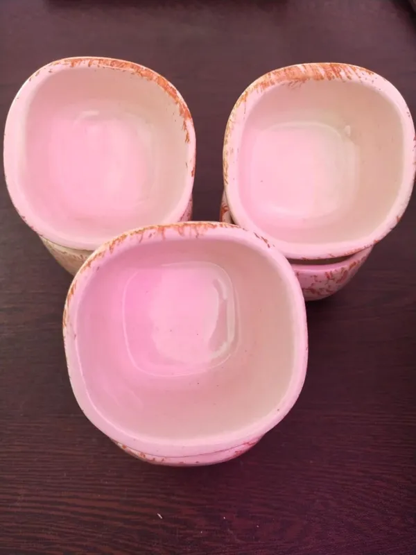 KANHA_ENTERPRISES_Printed_Ceramic_Bowl_Set_Ceramic_Handicrafted_Serving_Bowls_Set?Snacks,_Dips_&_Condiments_Saucer_Set?Chatney_Bowl_Set_(Set_of_6)_(Geometric_Quadrilateral_Shape_Pink_Texture)