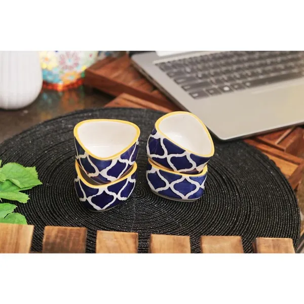 Blue_&_White_Ceramic_Hand_Printed_Chutney_Bowl_Set_for_Kitchen,_Ceramic_Sauce_Bowl_Set,_Ceramic_Tringle_Shape_Bowl_Set_(6_Piece)
