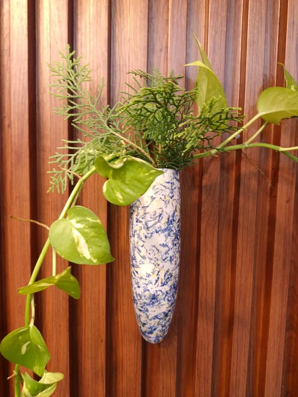 KANHA_ENTERPRISES_Blue_Texture_Ceramic_Wall_Mounted_Planter?Wall_Giri?Indoor_Decorative_Wall_Planter?Living_Room_Ceramic_Decorative_Wall_Giri_(7_Inch)