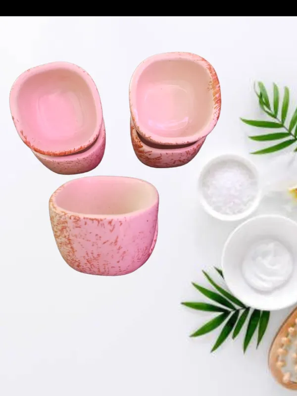 KANHA_ENTERPRISES_Printed_Ceramic_Bowl_Set_Ceramic_Handicrafted_Serving_Bowls_Set?Snacks,_Dips_&_Condiments_Saucer_Set?Chatney_Bowl_Set_(Set_of_6)_(Geometric_Quadrilateral_Shape_Pink_Texture)