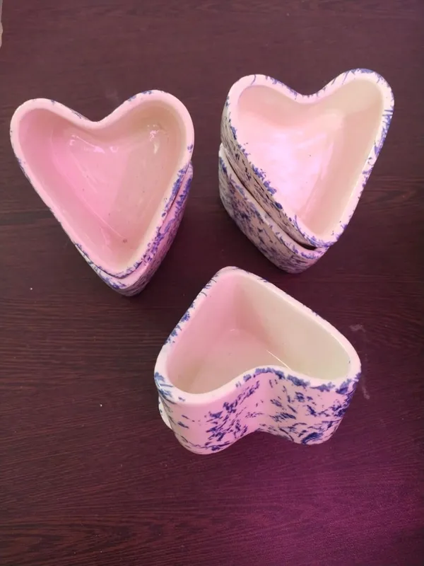 KANHA_ENTERPRISES_Printed_Ceramic_Bowl_Set_Ceramic_Handicrafted_Serving_Bowls_Set?Snacks,_Dips_&_Condiments_Saucer_Set?Chatney_Bowl_Set_(Set_of_6)_(Hearts_Shape_Blue_Texture)