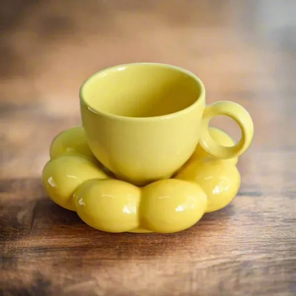 Yellow_Handicraft_Ceramic_Bubble_Mug,_Cup_and_Plate,_Beautiful_Ceramic_Cup_and_Saucer,_Bubble_Coffee_Mug_and_Plate_(250_ML)