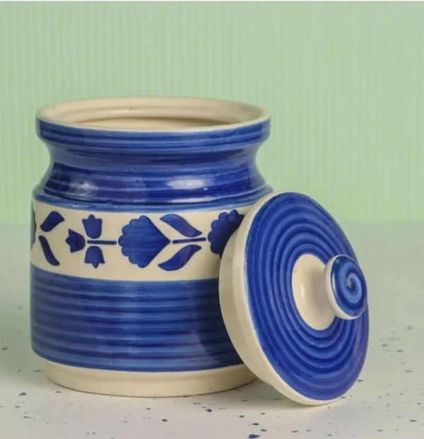 Blue_Ceramic_Storage_Container_Jar_with_Lid,_Ceramic_Pickle_Jars,_Ceramic_Jar,_Pickle_Jar,_Cookie_Jar,_Martbani,_Multi-Utility_Storage_Jars_&_Containers_(1.25_Ltr)