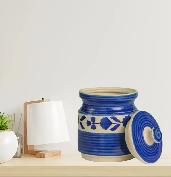 Blue_Ceramic_Storage_Container_Jar_with_Lid,_Ceramic_Pickle_Jars,_Ceramic_Jar,_Pickle_Jar,_Cookie_Jar,_Martbani,_Multi-Utility_Storage_Jars_&_Containers_(1.25_Ltr)