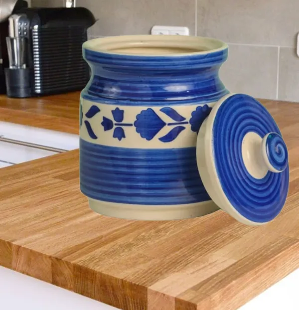 Blue_Ceramic_Storage_Container_Jar_with_Lid,_Ceramic_Pickle_Jars,_Ceramic_Jar,_Pickle_Jar,_Cookie_Jar,_Martbani,_Multi-Utility_Storage_Jars_&_Containers_(1.25_Ltr)