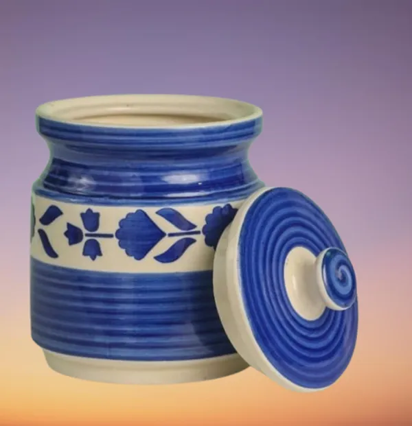 Blue_Ceramic_Storage_Container_Jar_with_Lid,_Ceramic_Pickle_Jars,_Ceramic_Jar,_Pickle_Jar,_Cookie_Jar,_Martbani,_Multi-Utility_Storage_Jars_&_Containers_(1.25_Ltr)