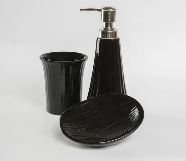 Black_Handicraft_Ceramic_Bathroom_Set,_Bath_Accessories_Kit_with_Soap_Dispenser,_Toothbrush_Holder,_Tumbler_&_Soap_Dish_Holder,_Modern_Designer_Decor_for_Home_(3_Pcs_Set)
