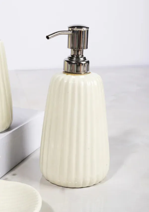White_Handicraft_Ceramic_Bathroom_Set,_Bath_Accessories_Kit_with_Soap_Dispenser,_Toothbrush_Holder,_Tumbler_&_Soap_Dish_Holder,_Modern_Designer_Decor_for_Home_(3_Pcs_Set)