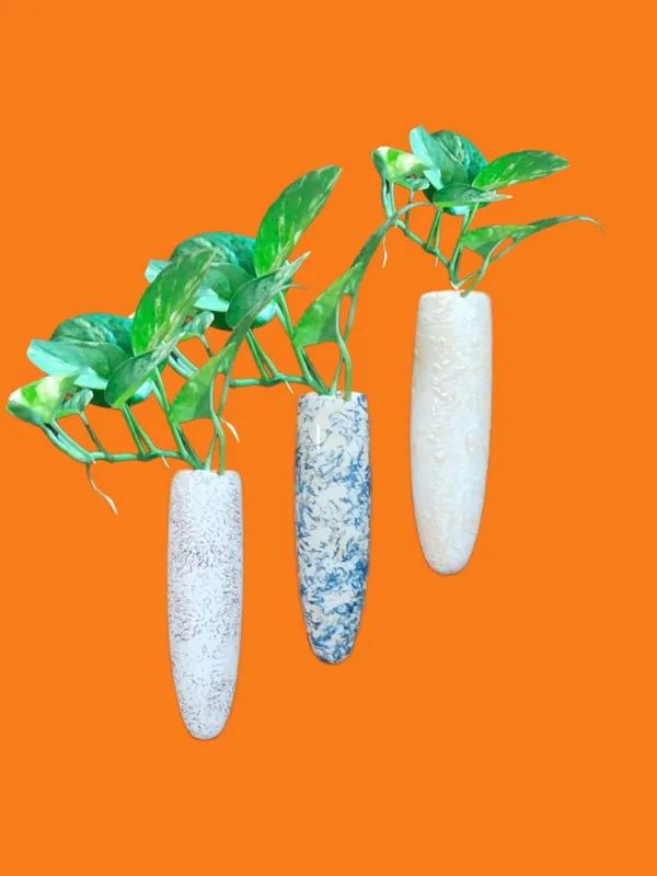 KANHA_ENERPRISES_Pack_of_3_Multi_Color_Wall_Mounted_Ceramic_Planter?Wall_Mounted_Ceramic_Wall_Giri?Indor_Wall_Decorative_Ceramic_Vase_(7_Inch)_(Yellow,_Blue_&_White_Texture)