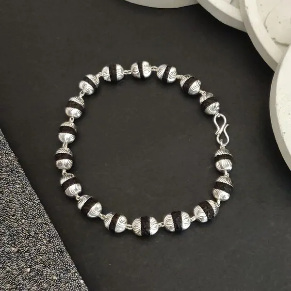 Staunch_Silver_Plated_Rudraksha_Bracelet_For_Him_&_Her