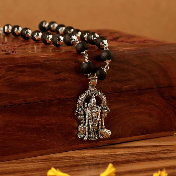 Lord_Murugan_Pendnet_Silver_Plated_Karungali_Mala