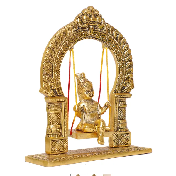 Hastcraft_Bal_Gopal_Jhula_Swing_with_Ornate_Arch_I_Decorative_Jhula_with_sitting_Gopal_Ji_I_For_Home_Temple,_Pooja_Room_&_office_&_home_Décor