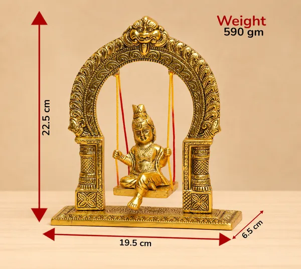 Hastcraft_Bal_Gopal_Jhula_Swing_with_Ornate_Arch_I_Decorative_Jhula_with_sitting_Gopal_Ji_I_For_Home_Temple,_Pooja_Room_&_office_&_home_Décor