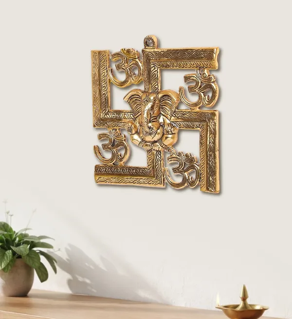 Hastcraft_Divine_Swastik_with_Ganesha_Wall_Decor_with_Om_Symbols,_Elegant_Gold_Finish_Religious_Wall_Decor_for_Prosperity_&_Positivity_at_Home_&_Office
