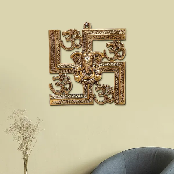 Hastcraft_Divine_Swastik_with_Ganesha_Wall_Decor_with_Om_Symbols,_Elegant_Gold_Finish_Religious_Wall_Decor_for_Prosperity_&_Positivity_at_Home_&_Office