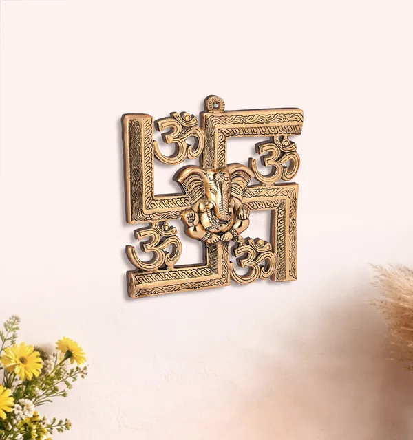 Hastcraft_Divine_Swastik_with_Ganesha_Wall_Decor_with_Om_Symbols,_Elegant_Gold_Finish_Religious_Wall_Decor_for_Prosperity_&_Positivity_at_Home_&_Office