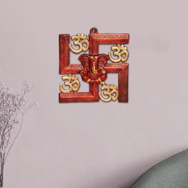 Hastcraft_Divine_Swastik_with_Ganesha_Wall_Decor_with_Om_Symbols,_Elegant_Red_&_Gold_Finish_Religious_Wall_Decor_for_Prosperity_&_Positivity_at_Home_&_Office