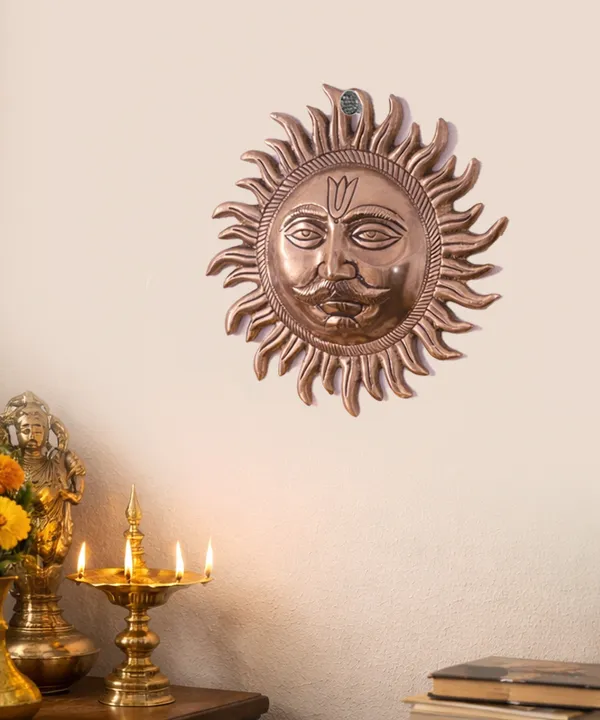 Hastcraft_Handcrafted_Metal_Sun_Face_with_Rays_Antique_Wall_Decor_Copper_Finish_for_Energy_and_Positivity,_Home-Living_Room,_Entrance_&_Office-9_Inch