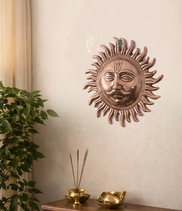 Hastcraft_Handcrafted_Metal_Sun_Face_with_Rays_Antique_Wall_Decor_Copper_Finish_for_Energy_and_Positivity,_Home-Living_Room,_Entrance_&_Office-9_Inch