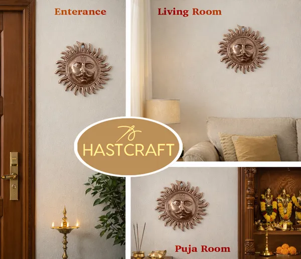 Hastcraft_Handcrafted_Metal_Sun_Face_with_Rays_Antique_Wall_Decor_Copper_Finish_for_Energy_and_Positivity,_Home-Living_Room,_Entrance_&_Office-9_Inch