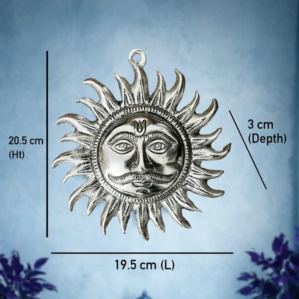Hastcraft_Handcrafted_Metal_Sun_Face_with_Rays_Antique_Wall_Decor_Silver_Finish_for_Energy_and_Positivity,_Home-Living_Room,_Entrance_&_Office-8_Inch