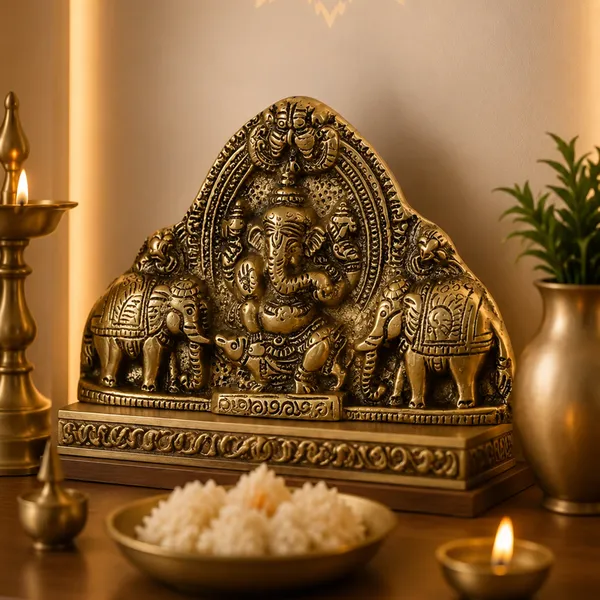 Hastcraft_Lord_Ganesha_Wall_Hanging_with_Elephants_|_Antique_Gold_Finish_Home_Decor_for_Living_Room,_Entrance,_Pooja_Room_and_Gifting