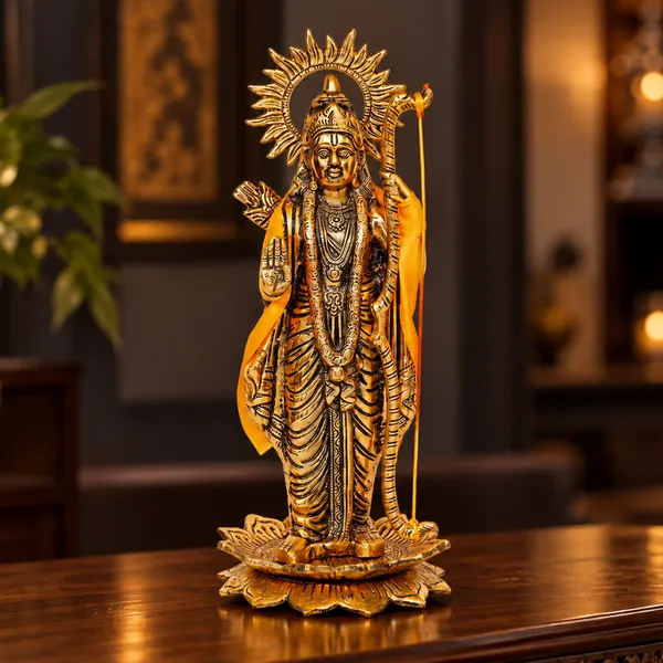 Hastcraft_Lord_Ram_Statue_White_Metal_Golden_Finish_Shri_Ram_Idol_with_Bow_and_Arrow,_Dharma_&_Strength_Symbol_Ram_Murti_for_Décor-Spiritual_Gift_31.5_cm