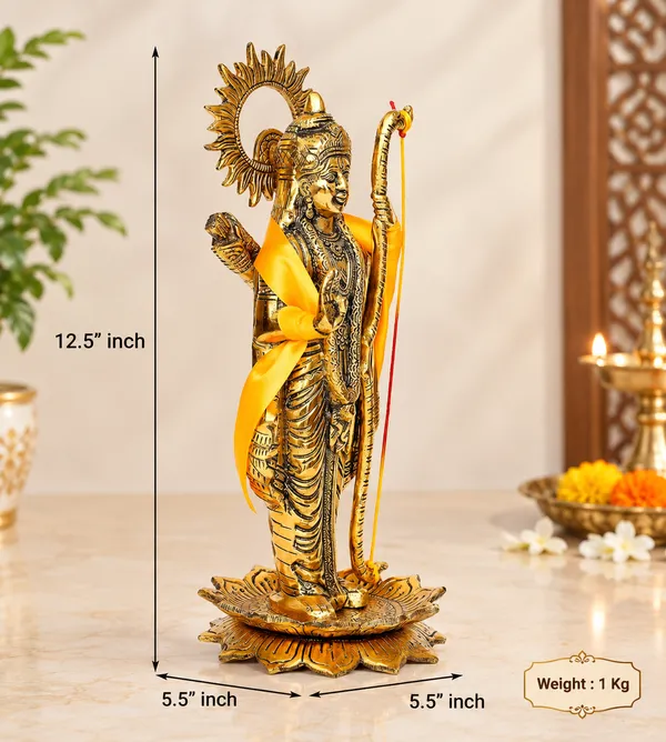 Hastcraft_Lord_Ram_Statue_White_Metal_Golden_Finish_Shri_Ram_Idol_with_Bow_and_Arrow,_Dharma_&_Strength_Symbol_Ram_Murti_for_Décor-Spiritual_Gift_31.5_cm