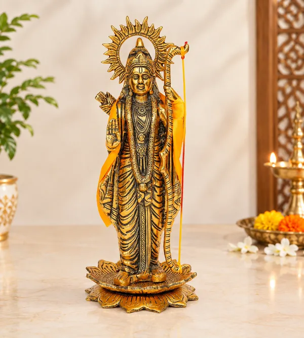 Hastcraft_Lord_Ram_Statue_White_Metal_Golden_Finish_Shri_Ram_Idol_with_Bow_and_Arrow,_Dharma_&_Strength_Symbol_Ram_Murti_for_Décor-Spiritual_Gift_31.5_cm