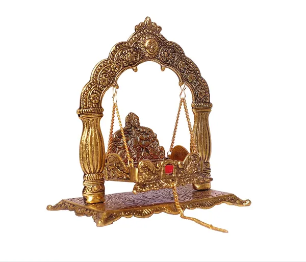 Hastcraft_Metal_Jhula_Arched_frame_Pillars_for_Laddu_Gopal_Ji_I_Traditional_Golden_Finish_I_Festive_&_Religious_Décor_I_Jhula_for_Home_Temple_&_Pooja_Room