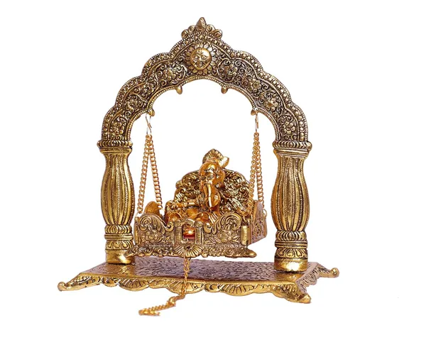 Hastcraft_Metal_Jhula_Arched_frame_Pillars_with_Laddu_Gopal_Idol,_Jhula_for_Home_Temple_&_Pooja_Room_|_Traditional_Golden_Finish_I_Festive_&_Religious_Décor