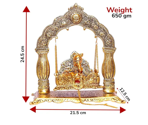 Hastcraft_Metal_Jhula_Arched_frame_Pillars_with_Laddu_Gopal_Idol,_Jhula_for_Home_Temple_&_Pooja_Room_|_Traditional_Golden_Finish_I_Festive_&_Religious_Décor