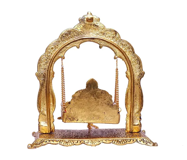 Hastcraft_Metal_Jhula_Arched_frame_Pillars_with_Laddu_Gopal_Idol,_Jhula_for_Home_Temple_&_Pooja_Room_|_Traditional_Golden_Finish_I_Festive_&_Religious_Décor