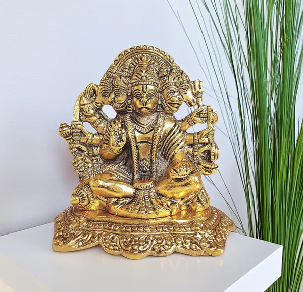 Hastcraft_Metal_Panchmukhi_Hanuman_Idol_Gold_Finish_Bajrangbali_Ji__|_5_Face_Hanuman_Ji_Religious__Statue_Decorative_Murti,_Showpiece_Figurine_|_14.5_cm_Ht