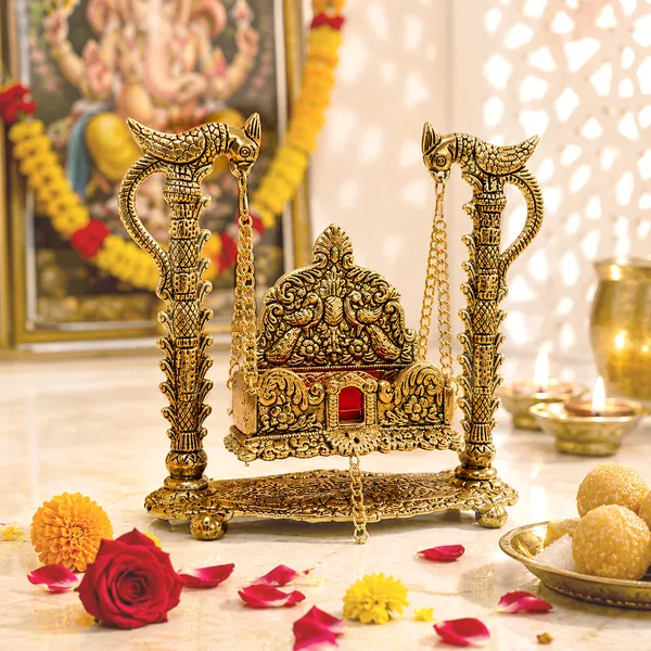 Hastcraft_Metal_Parrot_Design_Laddu_Gopal_Hindola_Jhula_|_Handcrafted_Antique_Gold_Finish_|_Decorative_Swing_for_Laddu_Gopal_Ji_|_Home_Mandir_&_Puja_Décor