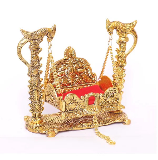 Hastcraft_Metal_Parrot_Design_Laddu_Gopal_Hindola_Jhula_|_Handcrafted_Antique_Gold_Finish_|_Decorative_Swing_for_Laddu_Gopal_Ji_|_Home_Mandir_&_Puja_Décor