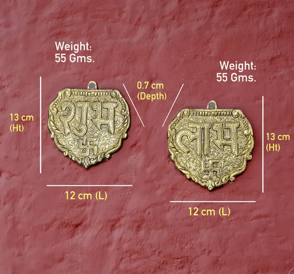 Hastcraft_Metal_Shubh_Labh_Wall_Hanging_Set_for_Home_Entrance_with_Swastik_engraved-_Gold_Finish._Traditional_Door_Decorative_-symbols_for_invite_prosperity_&_wealth._Beautiful_Gift_13cm