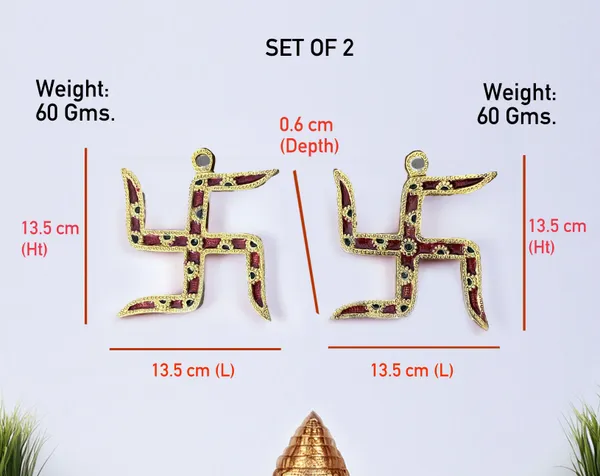 Hastcraft_Metal_Swastik_Wall_Hanging_with_Red_Green_Meenakari_Work,_Gold_Plated_Showpiece_for_Home_Décor_and_Auspicious_Gift_(Set_of_2)