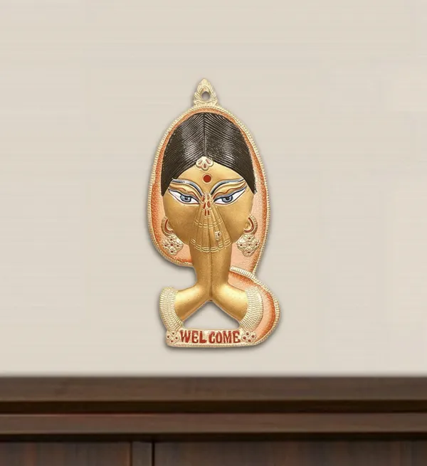 Hastcraft_Metal_Welcome_Lady,_Traditional_Indian_Namaste_Lady_Art_Door_Decor,_Wall_Hanging_Figurine